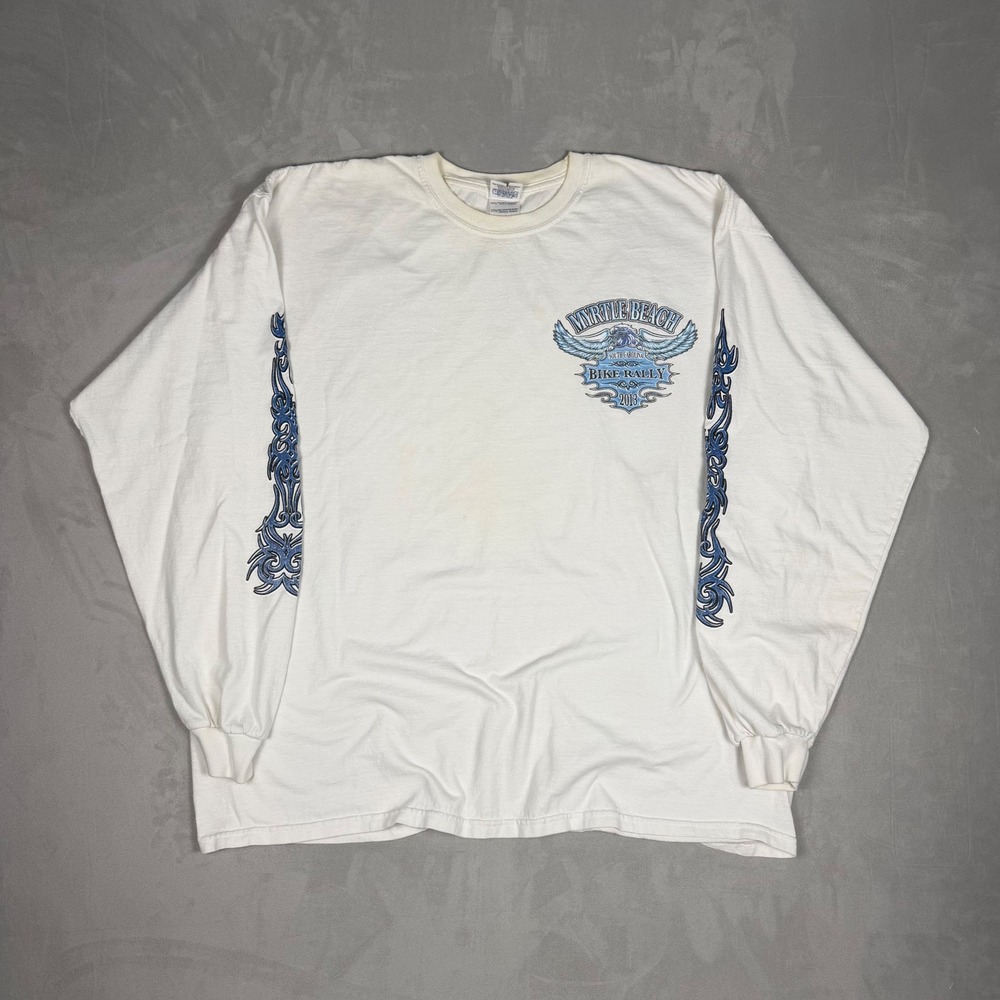 2010s Mens Gildan Myrtle Beach Bike Rally 2013 Tribal Graphic T-Shirt 2XL